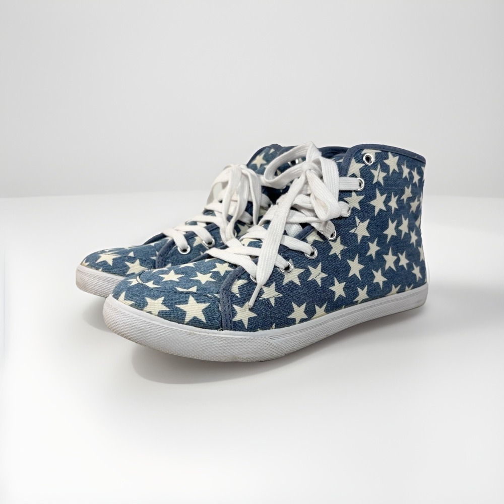 Canvas High Top Athletic Shoes Star Design Tie Air Walk Patriotic Size 7
